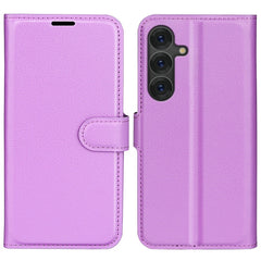 EIDERWOOD Samsung Galaxy S25+ (Plus) Læder Wallet Case med Litchi Tekstur og Stødabsorbering - Lilla