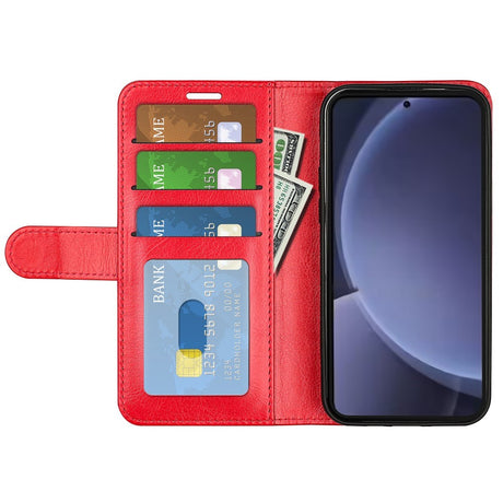 EIDERWOOD Samsung Galaxy S25+ (Plus) Kunstlæder Flip Cover m. Kortholder & Ståfunktion - Rød