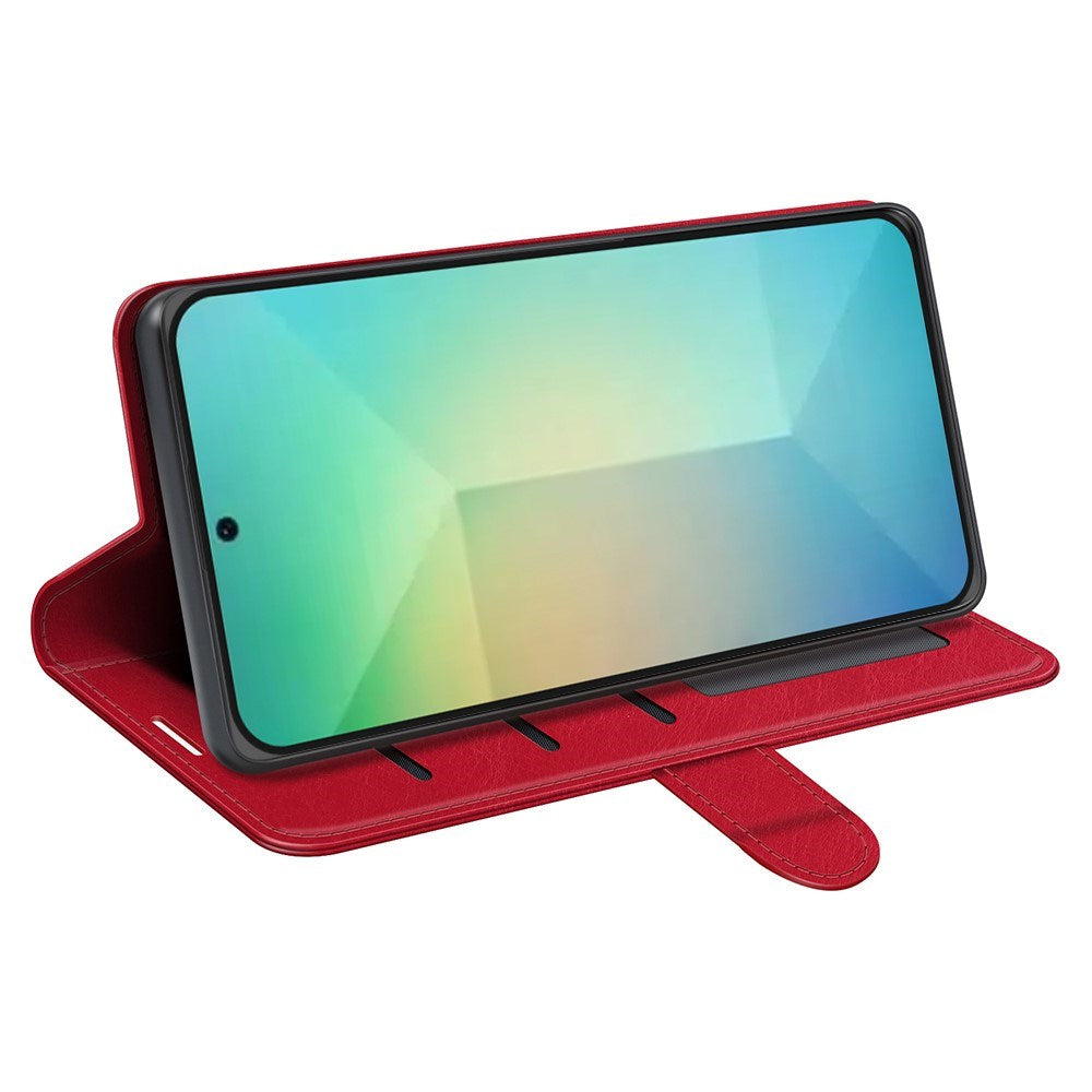 EIDERWOOD Samsung Galaxy S25 Kunstlæder Flip Cover m. Kortholder & Ståfunktion - Rød
