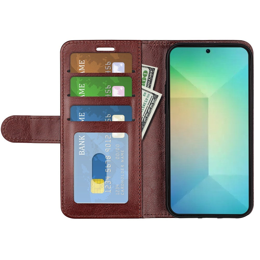 EIDERWOOD Samsung Galaxy S25 Kunstlæder Flip Cover m. Kortholder & Ståfunktion - Brun
