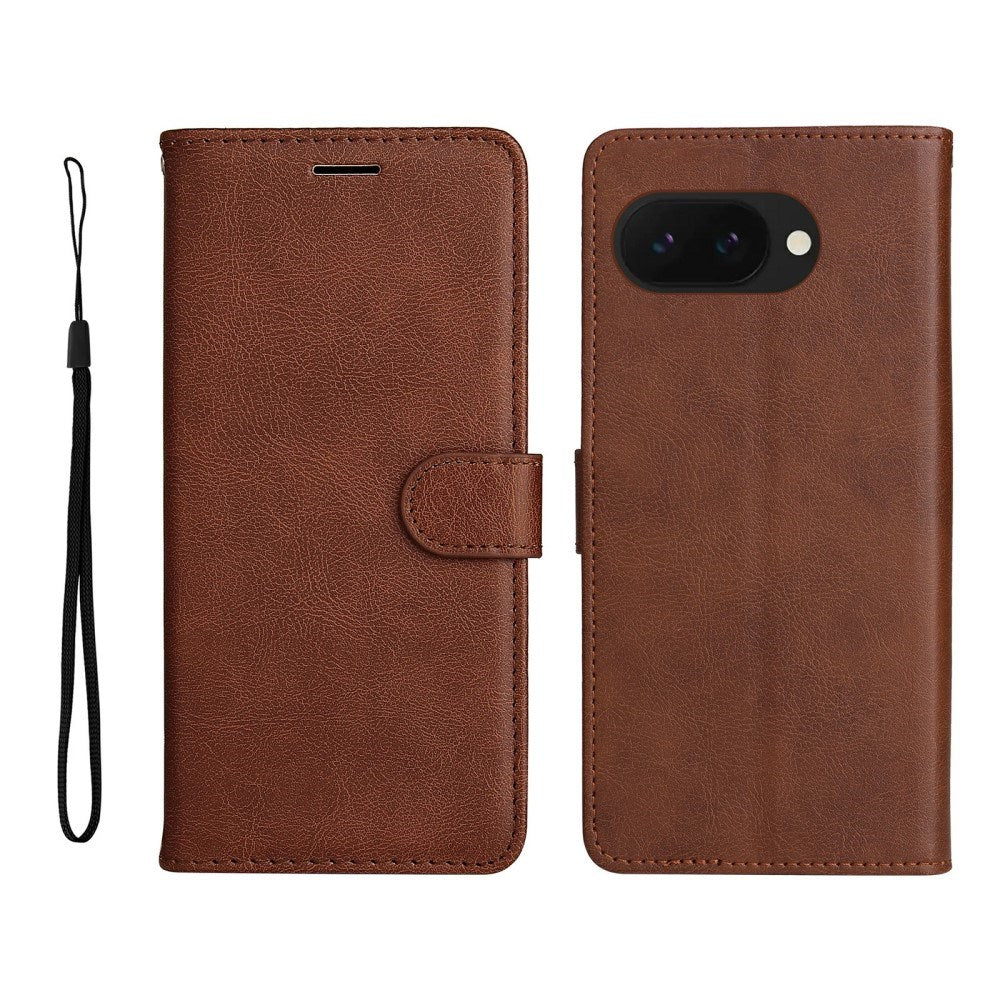 EIDERWOOD Google Pixel 9a Kunstlæder Flip Cover m. Kortholder & Strop - Brun