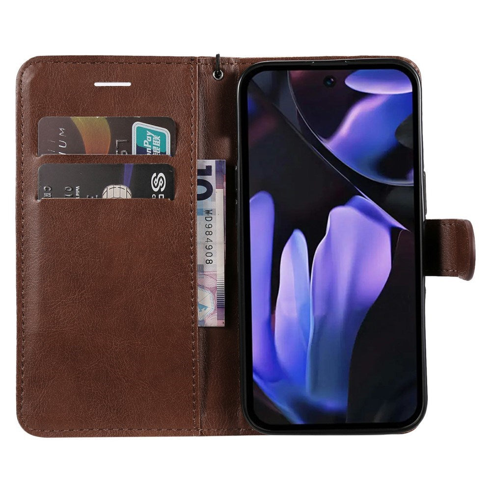 EIDERWOOD Google Pixel 9a Kunstlæder Flip Cover m. Kortholder & Strop - Brun