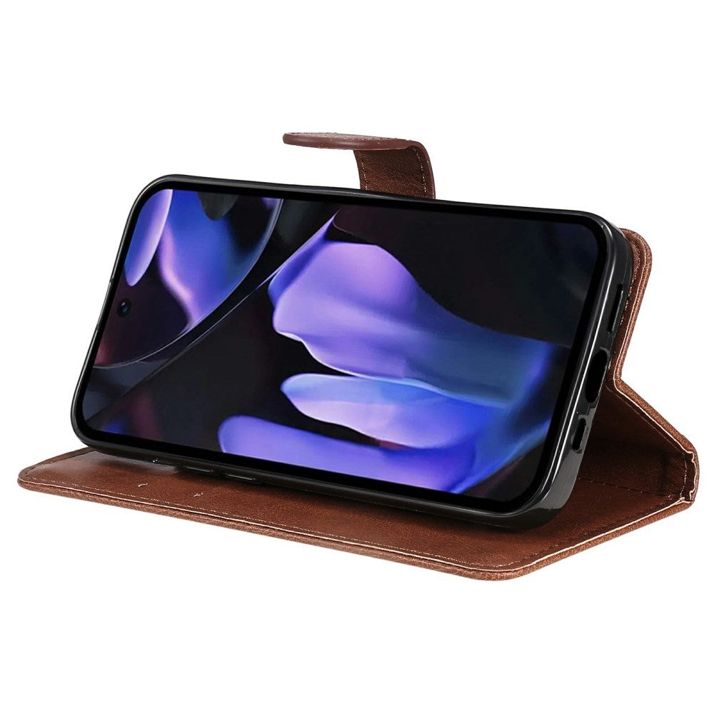 EIDERWOOD Google Pixel 9a Kunstlæder Flip Cover m. Kortholder & Strop - Brun