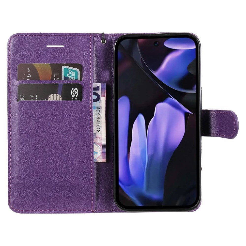 EIDERWOOD Google Pixel 9a Kunstlæder Flip Cover m. Kortholder & Strop - Lilla