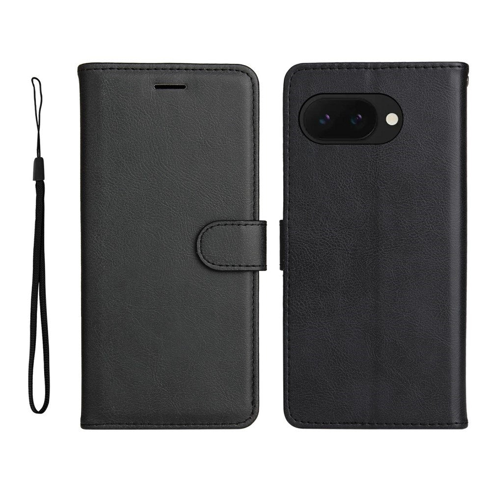 EIDERWOOD Google Pixel 9a Kunstlæder Flip Cover m. Kortholder & Strop - Sort