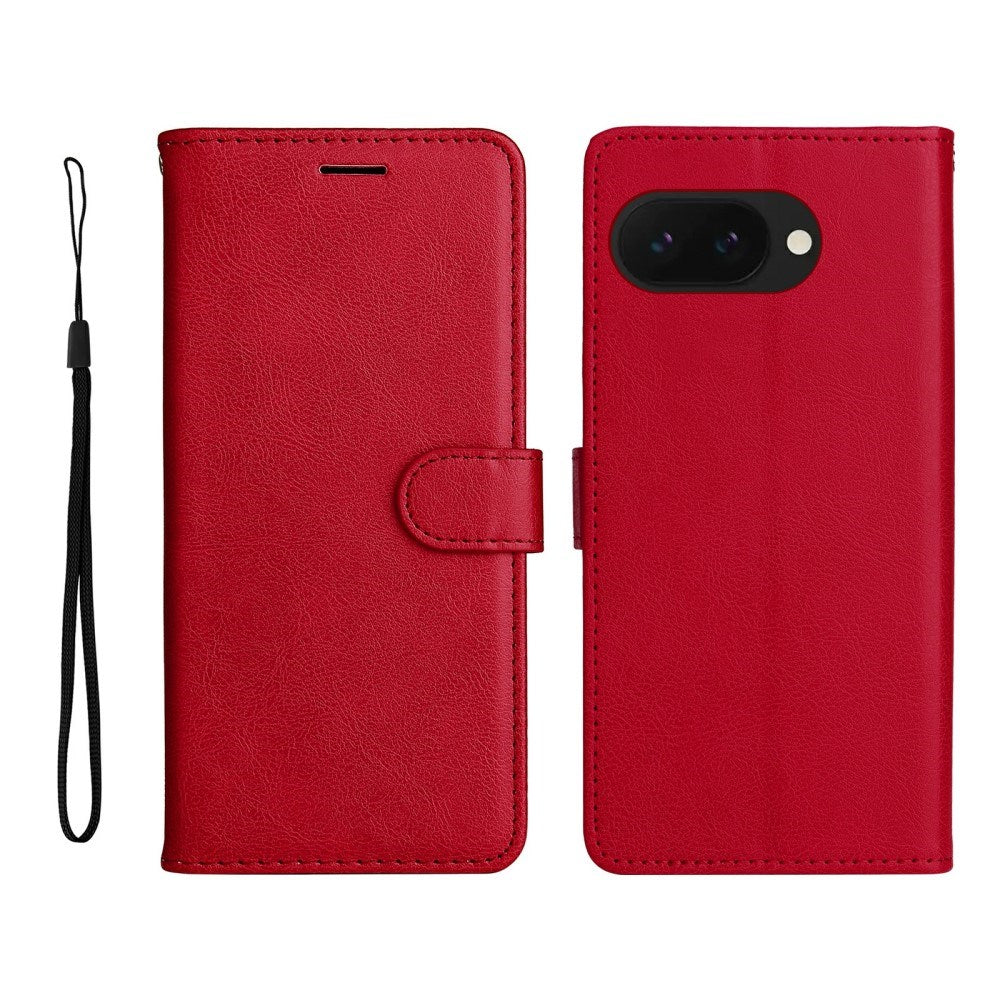 EIDERWOOD Google Pixel 9a Kunstlæder Flip Cover m. Kortholder & Strop - Rød