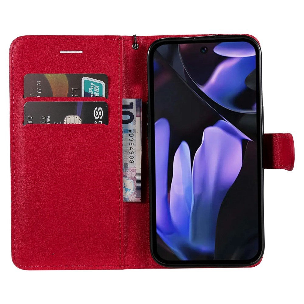 EIDERWOOD Google Pixel 9a Kunstlæder Flip Cover m. Kortholder & Strop - Rød