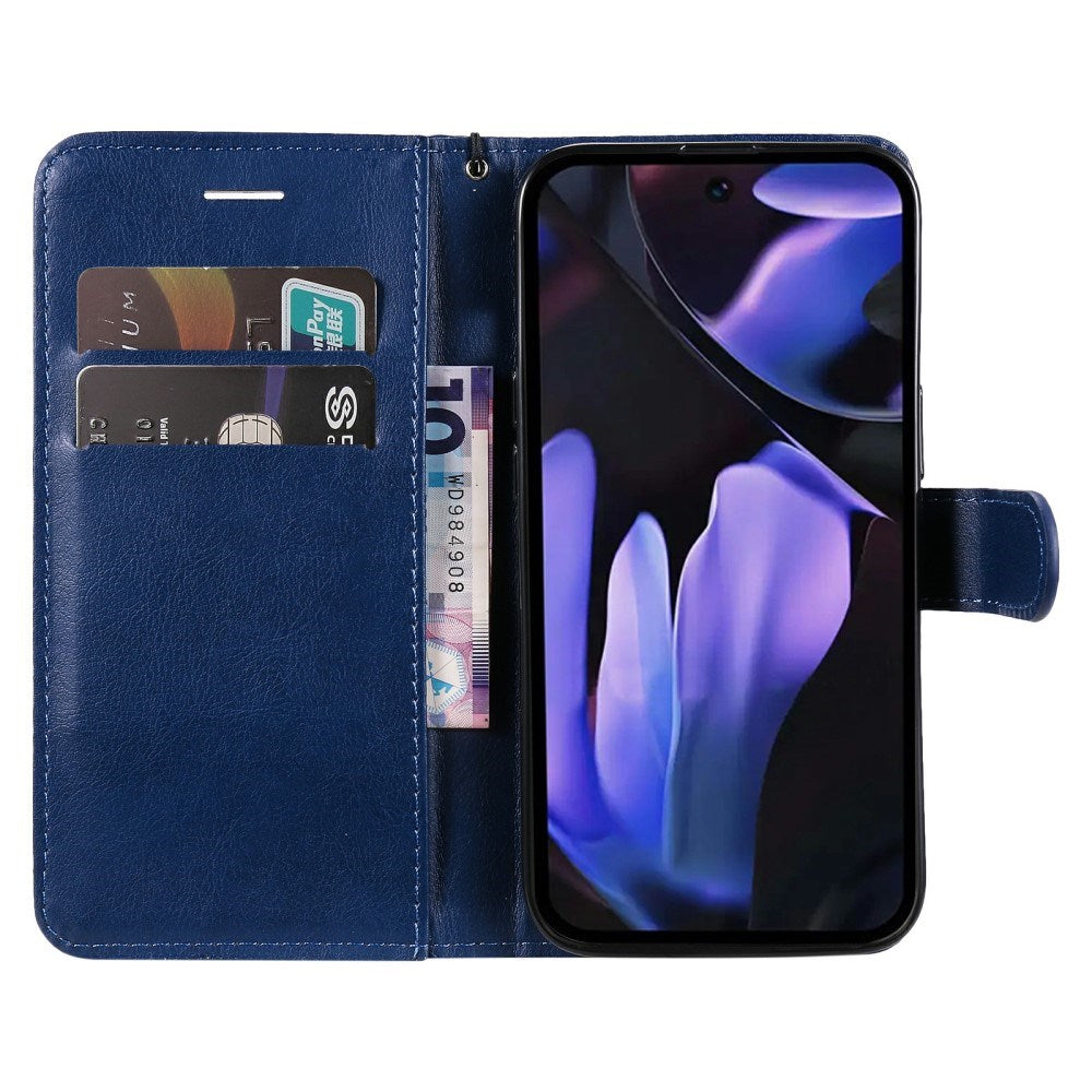 EIDERWOOD Google Pixel 9a Kunstlæder Flip Cover m. Kortholder & Strop - Blå