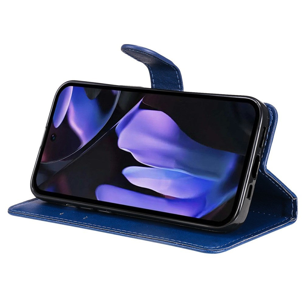 EIDERWOOD Google Pixel 9a Kunstlæder Flip Cover m. Kortholder & Strop - Blå
