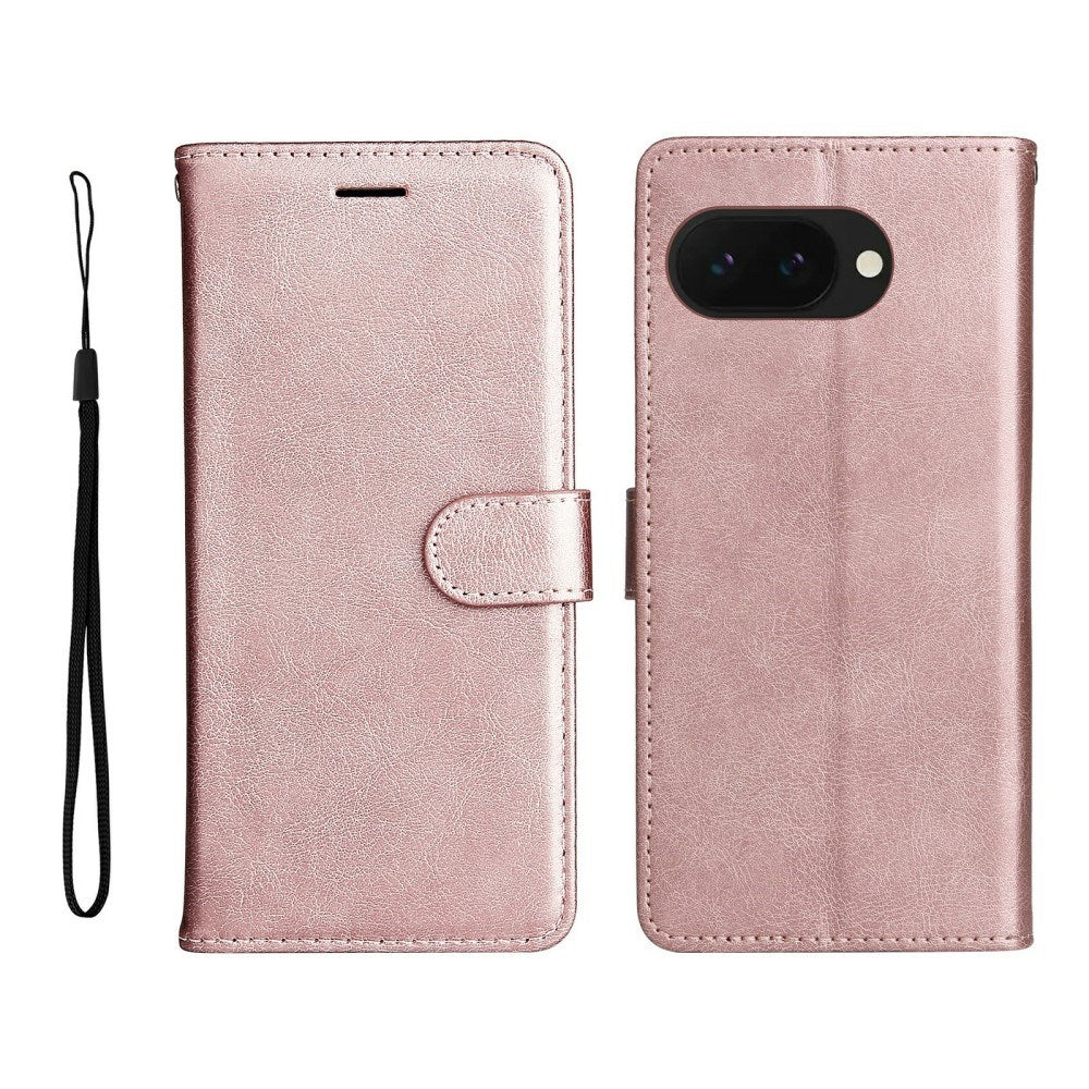 EIDERWOOD Google Pixel 9a Kunstlæder Flip Cover m. Kortholder & Strop - Lyserød