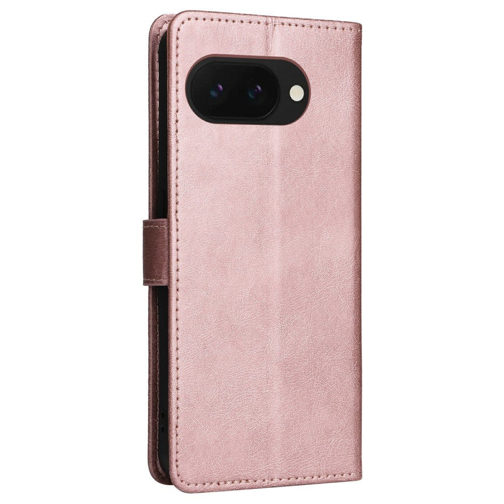 EIDERWOOD Google Pixel 9a Kunstlæder Flip Cover m. Kortholder & Strop - Lyserød