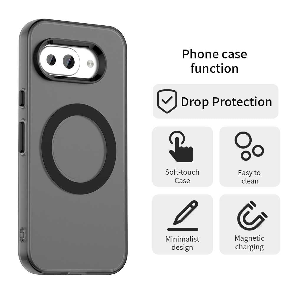 EIDERWOOD Google Pixel 9a Hybrid Plast Cover - MagSafe Kompatibel - Gennemsigtig / Sort