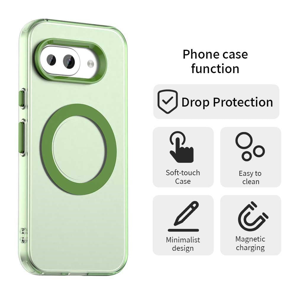 EIDERWOOD Google Pixel 9a Hybrid Plast Cover - MagSafe Kompatibel - Gennemsigtig / Grøn