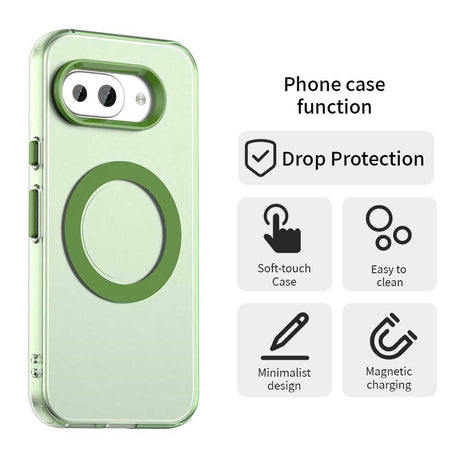 EIDERWOOD Google Pixel 9a Hybrid Plast Cover - MagSafe Kompatibel - Gennemsigtig / Grøn