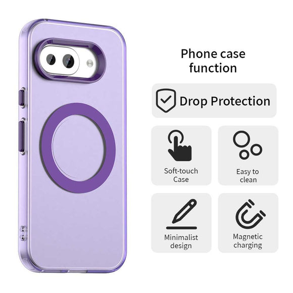EIDERWOOD Google Pixel 9a Hybrid Plast Cover - MagSafe Kompatibel - Gennemsigtig / Lilla