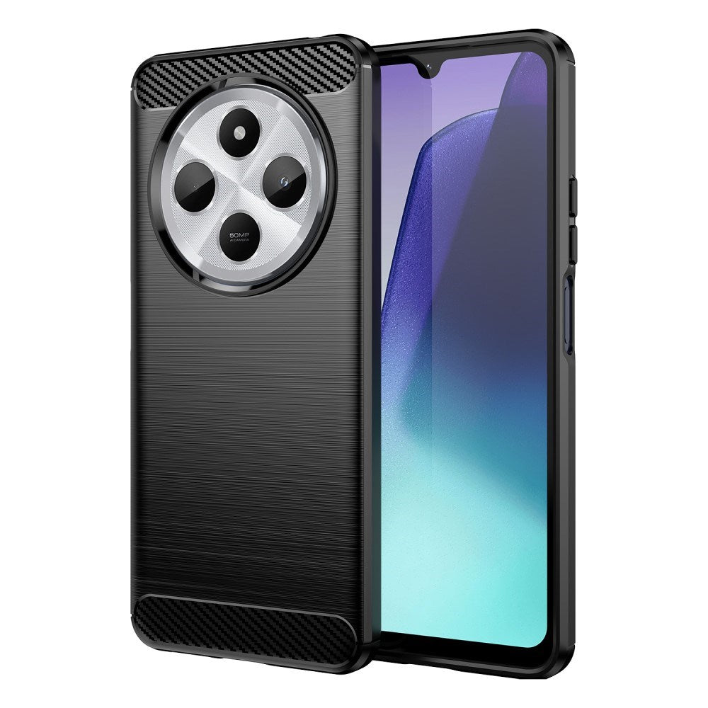 EIDERWOOD Xiaomi Redmi 14C Brushed Carbon Fiber Fleksibelt Plastik Cover - Sort