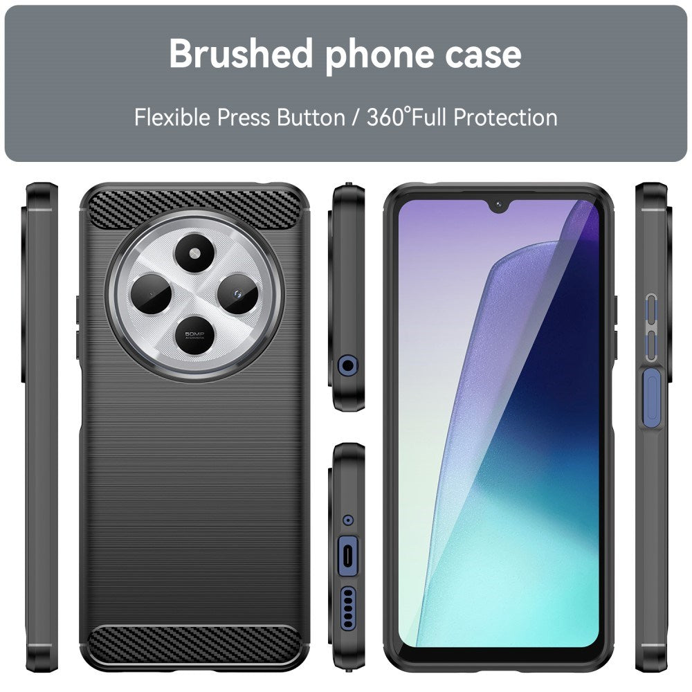EIDERWOOD Xiaomi Redmi 14C Brushed Carbon Fiber Fleksibelt Plastik Cover - Sort