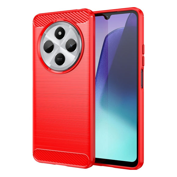 EIDERWOOD Xiaomi Redmi 14C Brushed Carbon Fiber Fleksibelt Plastik Cover - Rød