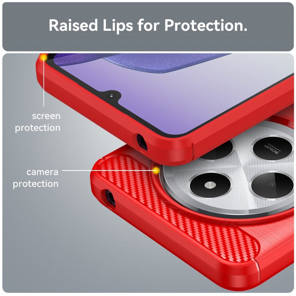 EIDERWOOD Xiaomi Redmi 14C Brushed Carbon Fiber Fleksibelt Plastik Cover - Rød
