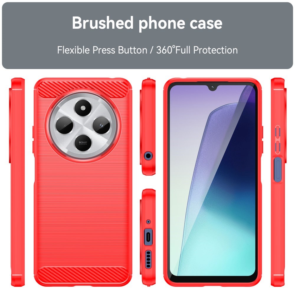 EIDERWOOD Xiaomi Redmi 14C Brushed Carbon Fiber Fleksibelt Plastik Cover - Rød