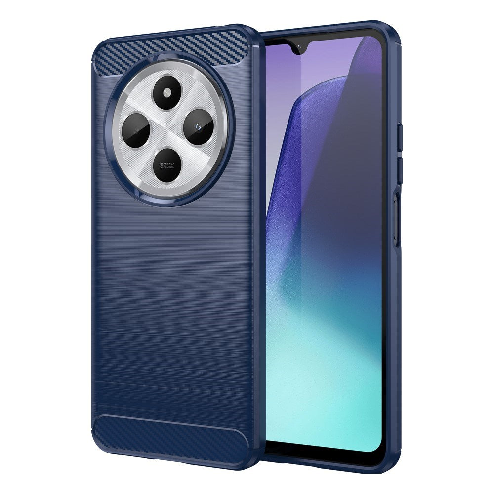 EIDERWOOD Xiaomi Redmi 14C Brushed Carbon Fiber Fleksibelt Plastik Cover - Blå