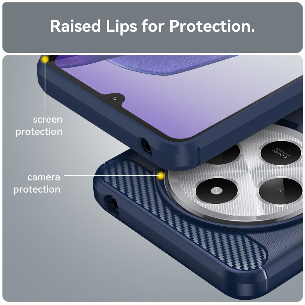 EIDERWOOD Xiaomi Redmi 14C Brushed Carbon Fiber Fleksibelt Plastik Cover - Blå