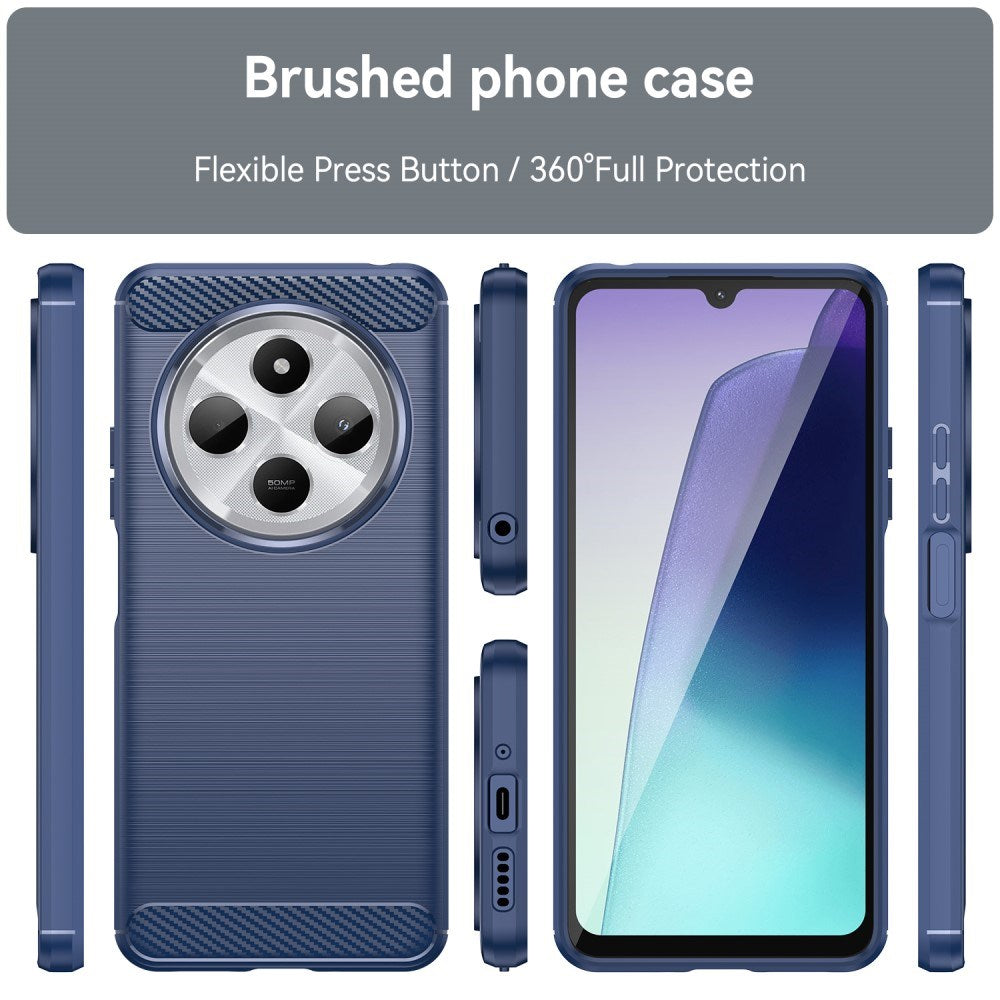 EIDERWOOD Xiaomi Redmi 14C Brushed Carbon Fiber Fleksibelt Plastik Cover - Blå