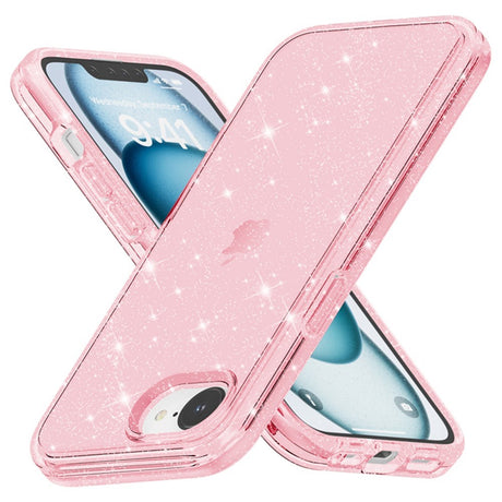 EIDERWOOD iPhone 17e / 16e Hybrid Glitter Plastik Cover - MagSafe Kompatibel - Lyserød