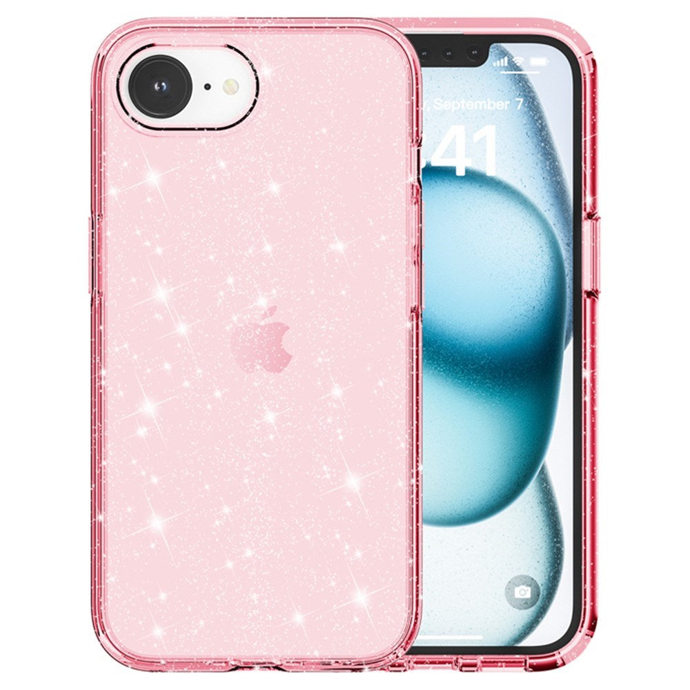 EIDERWOOD iPhone 17e / 16e Hybrid Glitter Plastik Cover - MagSafe Kompatibel - Lyserød