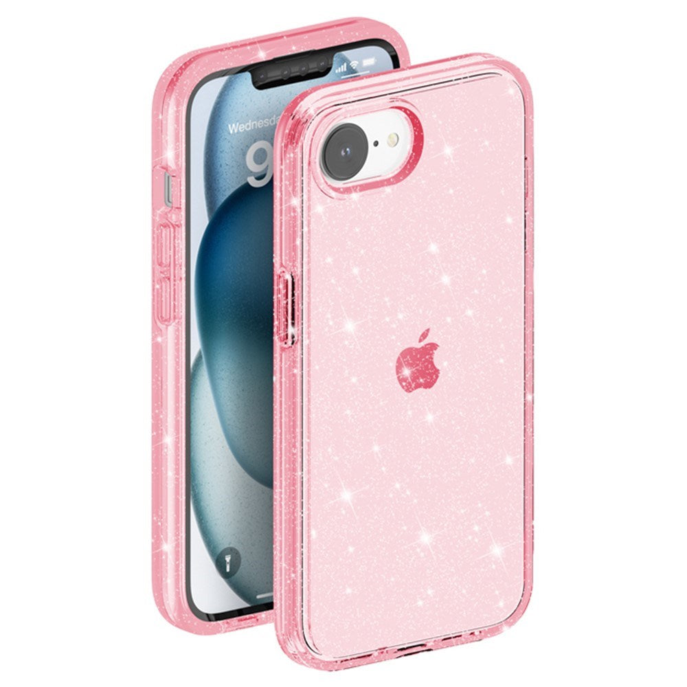 EIDERWOOD iPhone 17e / 16e Hybrid Glitter Plastik Cover - MagSafe Kompatibel - Lyserød