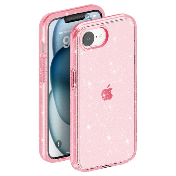 EIDERWOOD iPhone 17e / 16e Hybrid Glitter Plastik Cover - MagSafe Kompatibel - Lyserød