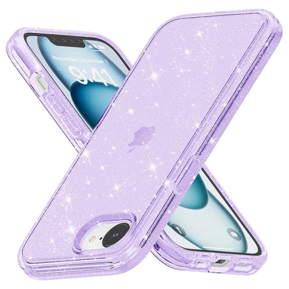 EIDERWOOD iPhone 17e / 16e Hybrid Glitter Plastik Cover - MagSafe Kompatibel - Lilla