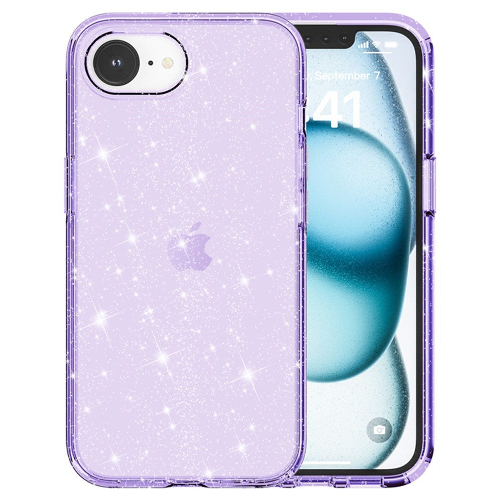 EIDERWOOD iPhone 17e / 16e Hybrid Glitter Plastik Cover - MagSafe Kompatibel - Lilla
