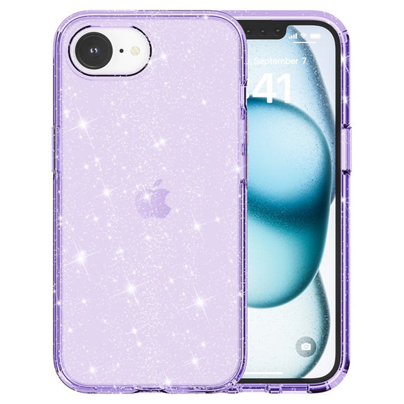 EIDERWOOD iPhone 17e / 16e Hybrid Glitter Plastik Cover - MagSafe Kompatibel - Lilla