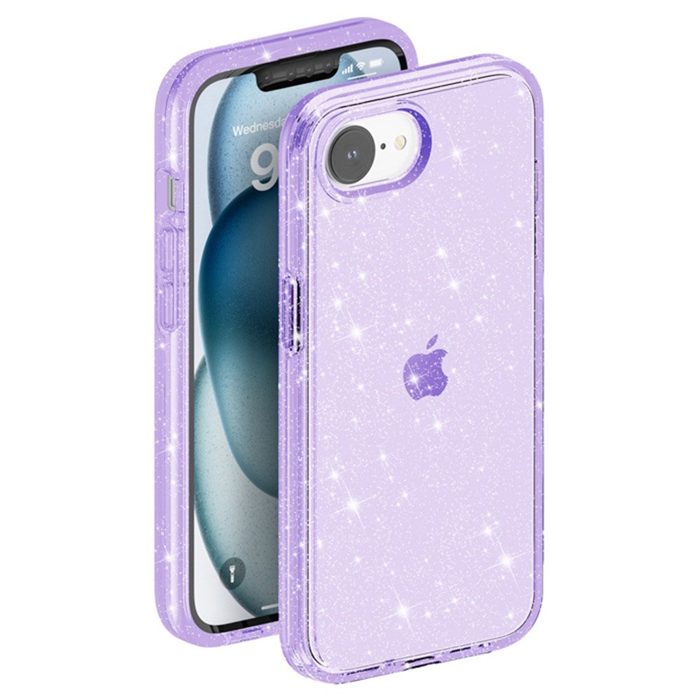 EIDERWOOD iPhone 17e / 16e Hybrid Glitter Plastik Cover - MagSafe Kompatibel - Lilla