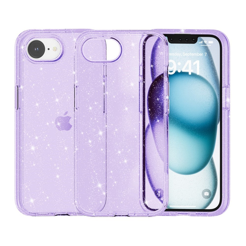 EIDERWOOD iPhone 17e / 16e Hybrid Glitter Plastik Cover - MagSafe Kompatibel - Lilla