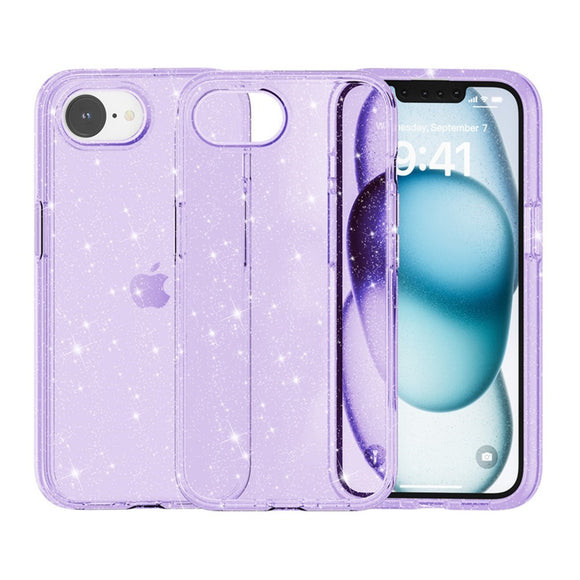 EIDERWOOD iPhone 17e / 16e Hybrid Glitter Plastik Cover - MagSafe Kompatibel - Lilla