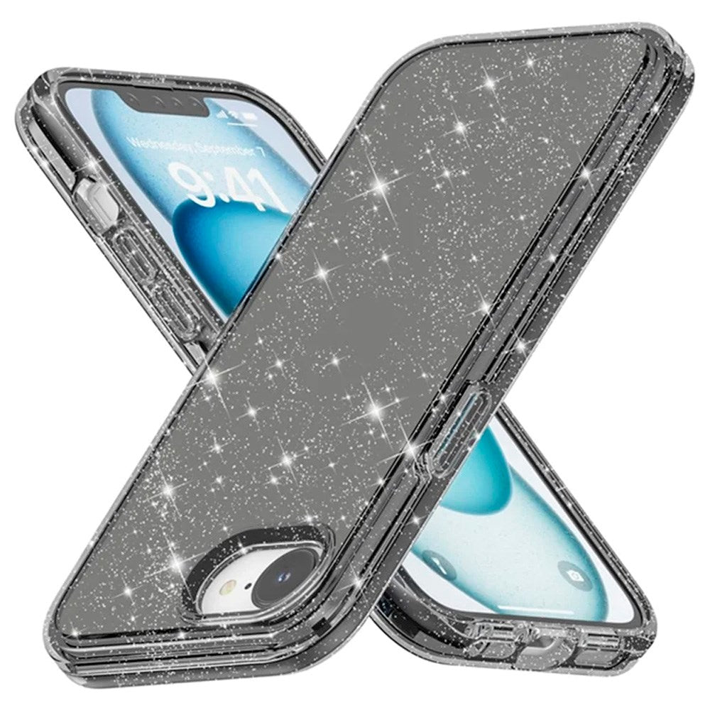 EIDERWOOD iPhone 17e / 16e Hybrid Glitter Plastik Cover - MagSafe Kompatibel - Sort