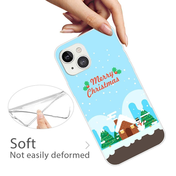iPhone 14 Fleksibelt Plast Jule Cover - Julehus