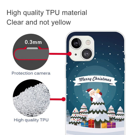 iPhone 14 Fleksibelt Plast Jule Cover - Juletræ og Gaver