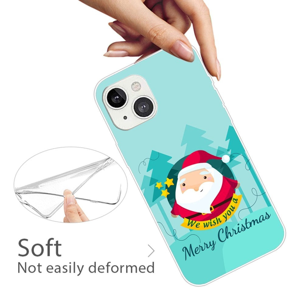 iPhone 14 Fleksibelt Plast Jule Cover - Julemand Ønsker en God Jul