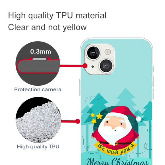 iPhone 14 Fleksibelt Plast Jule Cover - Julemand Ønsker en God Jul