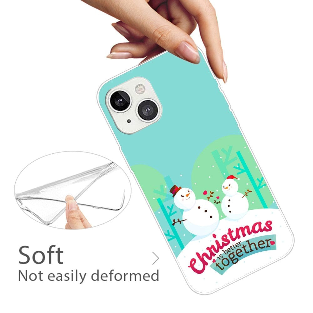 iPhone 14 Fleksibelt Plast Jule Cover - To Snemænd