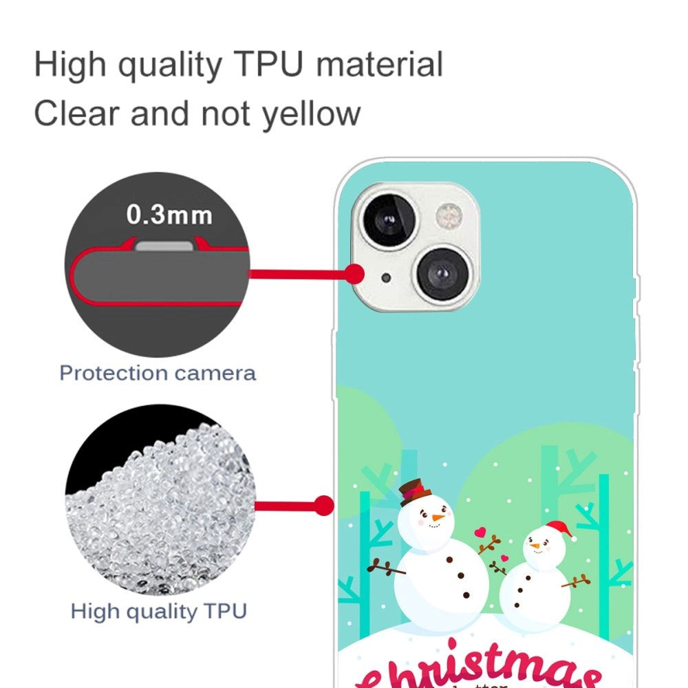 iPhone 14 Fleksibelt Plast Jule Cover - To Snemænd
