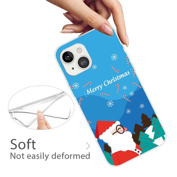 iPhone 14 Fleksibelt Plast Jule Cover - Julemand med Briller