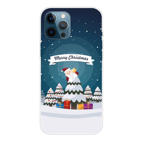 iPhone 14 Pro Fleksibelt Plast Jule Cover - Juletræ og Gaver