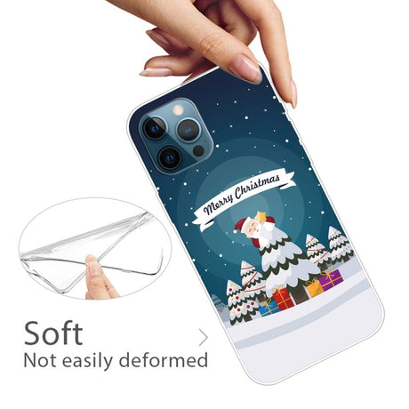iPhone 14 Pro Fleksibelt Plast Jule Cover - Juletræ og Gaver