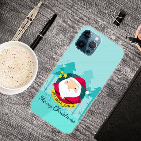 iPhone 14 Pro Fleksibelt Plast Jule Cover - Julemand Ønsker en God Jul