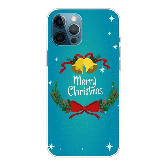 iPhone 14 Pro Fleksibelt Plast Jule Cover - Juleklokker og Mistelten