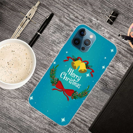 iPhone 14 Pro Fleksibelt Plast Jule Cover - Juleklokker og Mistelten